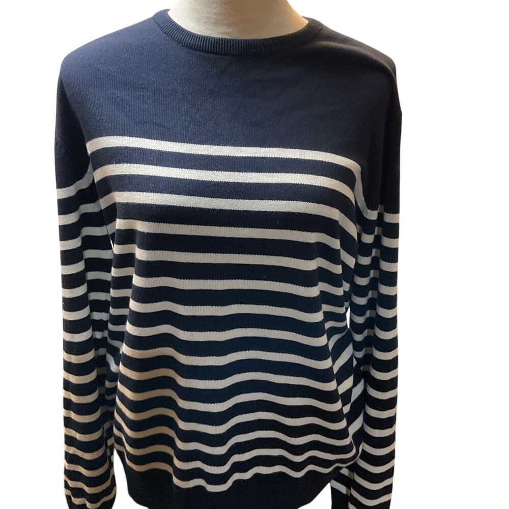 MVP Men's Crew Neck Long Sleeve Striped Sweater Size L
